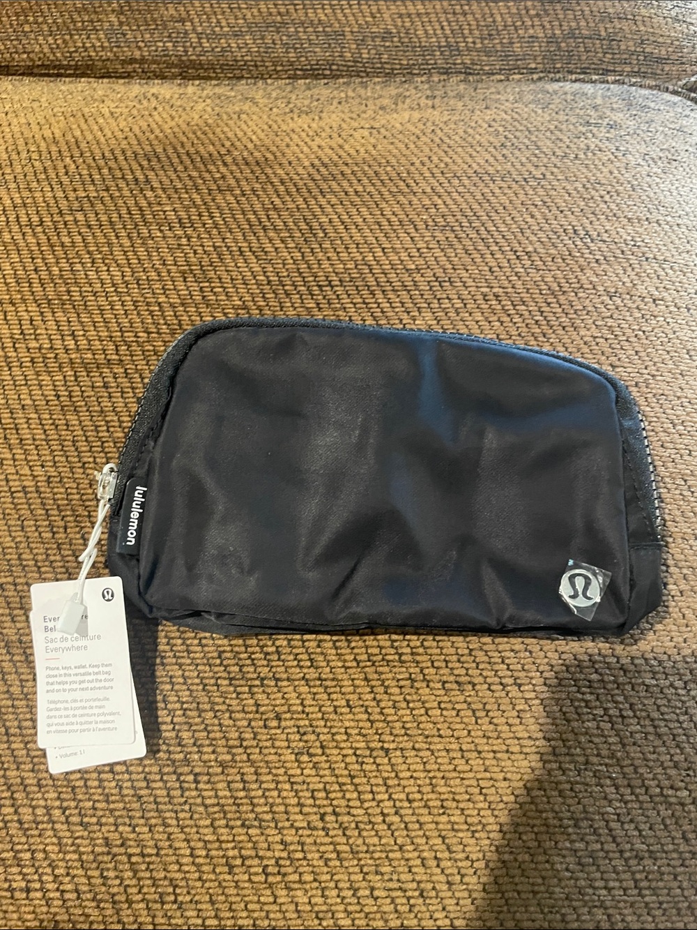 lululemon athletica Black Nylon Zip Pouch with Logo Tab